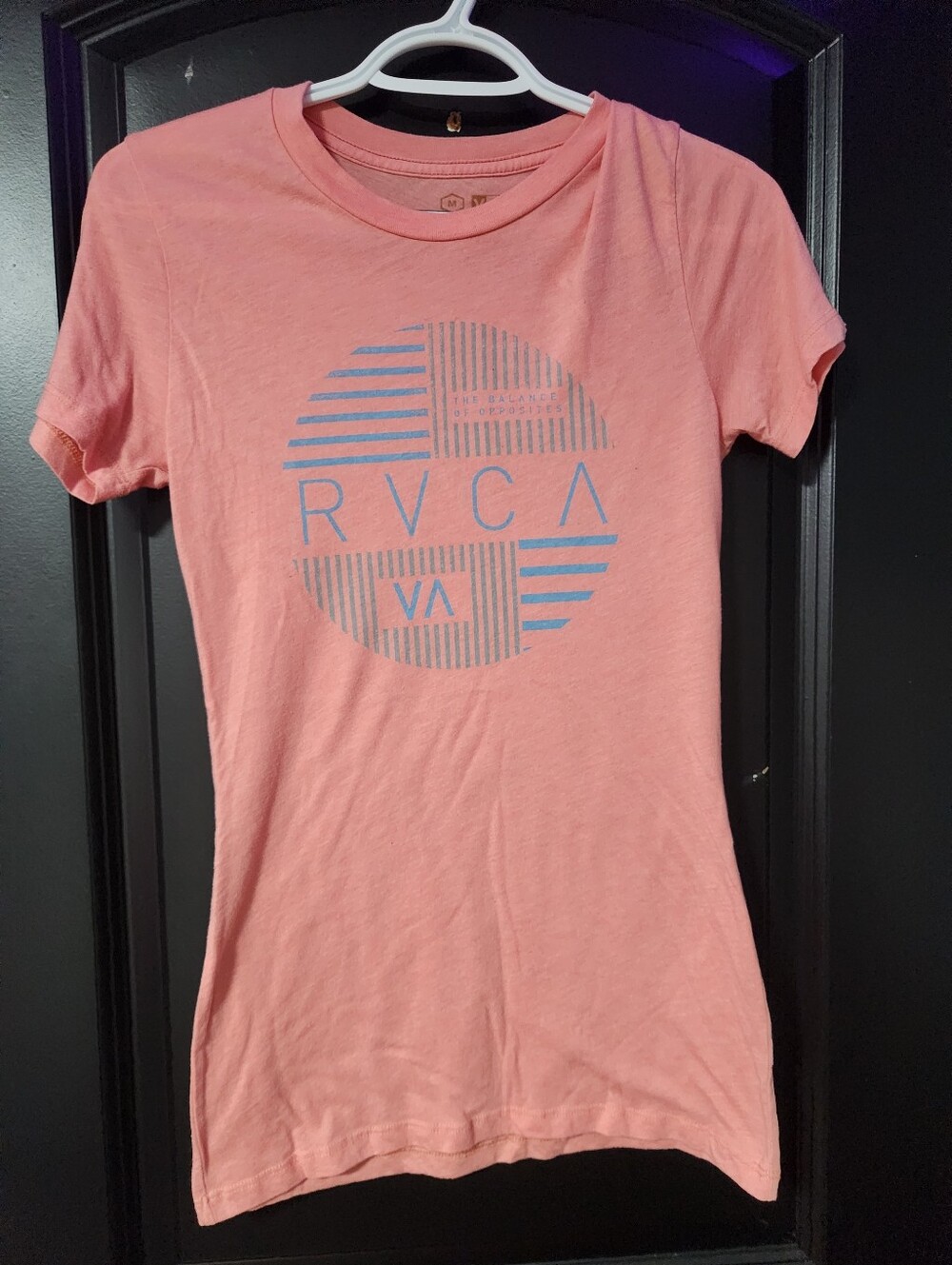 RVCA Coral Short Sleeve Logo Tee with Blue Graphic